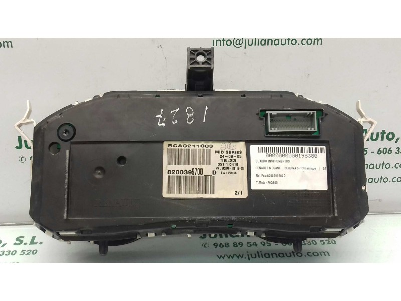 Recambio de cuadro instrumentos para renault megane ii berlina 5p dynamique referencia OEM IAM 8200399700D RCAC211003 VISTEON