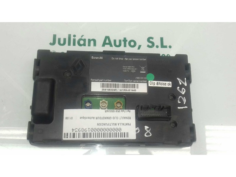 Recambio de pantalla multifuncion para renault clio grandtour authentique referencia OEM IAM 259155024R ECRAN A6 TOMTOM