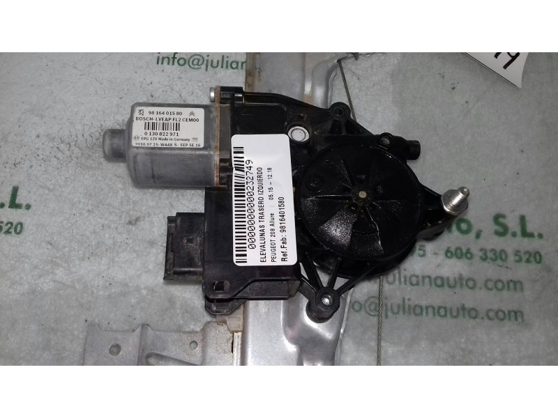 Recambio de elevalunas trasero izquierdo para peugeot 208 allure referencia OEM IAM 9816401580 9816402380 ELECTRICO