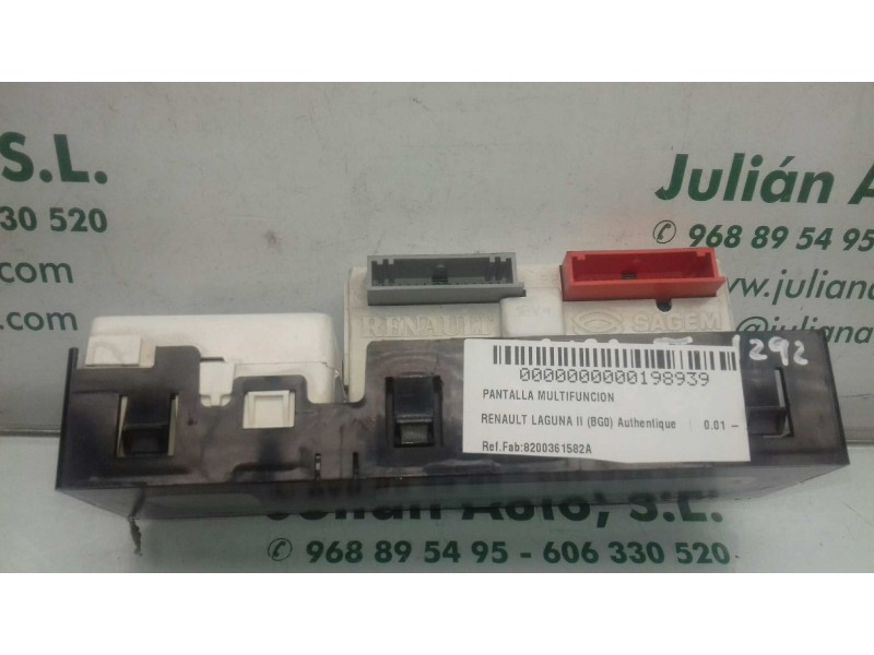 Recambio de pantalla multifuncion para renault laguna ii (bg0) authentique referencia OEM IAM 8200361582A  SAGEM