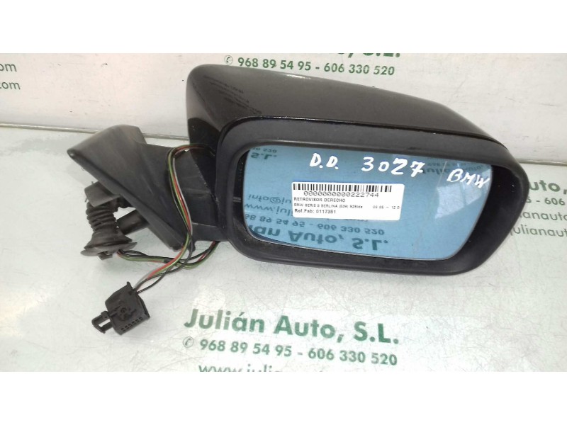 Recambio de retrovisor derecho para bmw serie 5 berlina (e39) 525tds referencia OEM IAM 0117351 31024 ELECTRICO