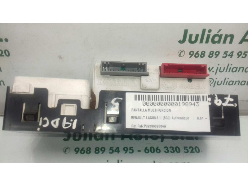Recambio de pantalla multifuncion para renault laguna ii (bg0) authentique referencia OEM IAM P8200002604A  SAGEM