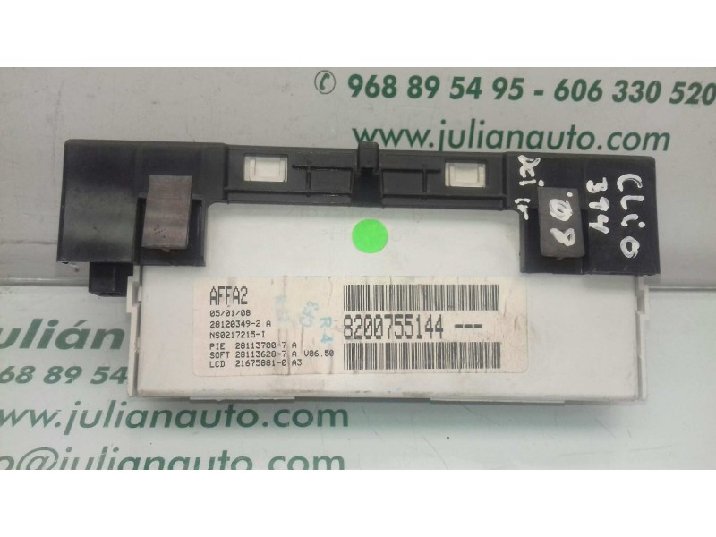 Recambio de pantalla multifuncion para renault clio iii exception referencia OEM IAM 8200755144 281203492A JOHNSON CONTROLS
