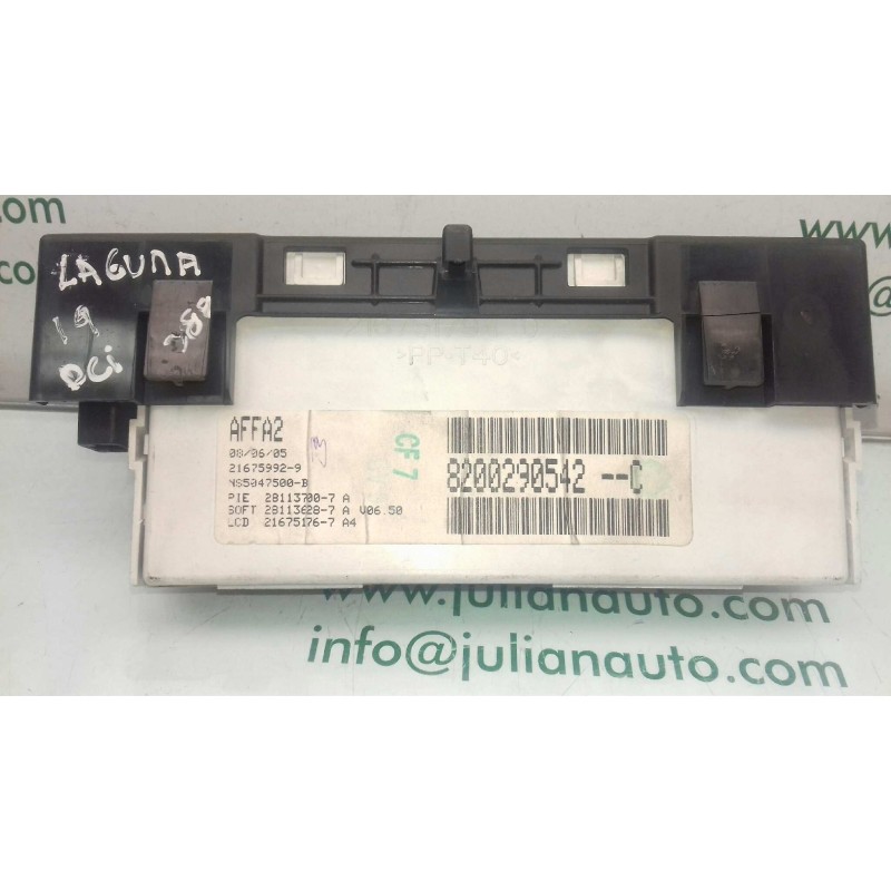 Recambio de pantalla multifuncion para renault megane ii berlina 5p dynamique referencia OEM IAM 8200290542C  JOHNSON CONTROLS