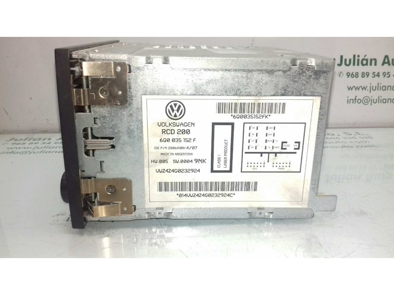 Recambio de sistema audio / radio cd para volkswagen polo (9n3) edition referencia OEM IAM 6Q0035152F RCD200 MP3