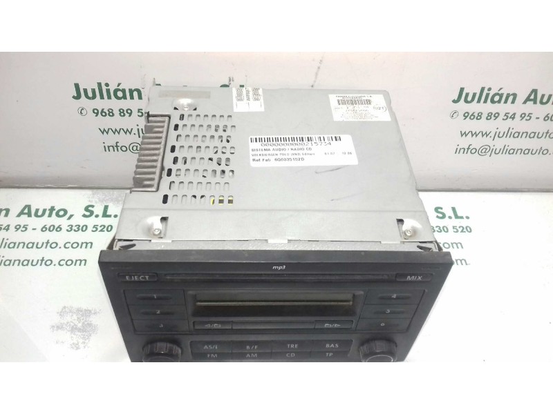 Recambio de sistema audio / radio cd para volkswagen polo (9n3) edition referencia OEM IAM 6Q0035152D RCD 200 MP3