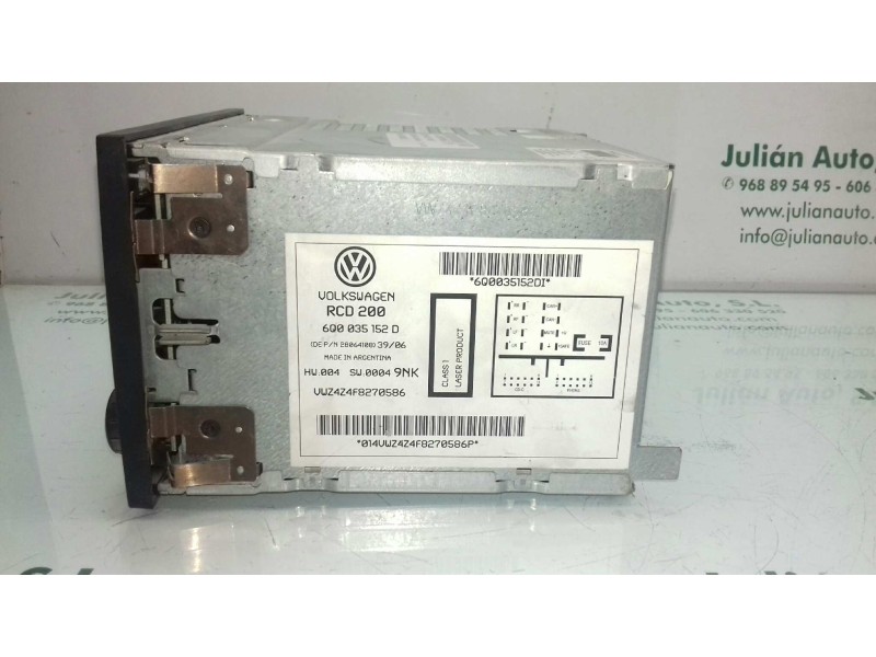 Recambio de sistema audio / radio cd para volkswagen polo (9n3) edition referencia OEM IAM 6Q0035152D RCD 200 MP3