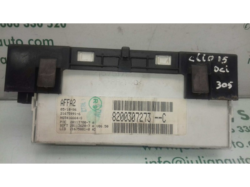 Recambio de pantalla multifuncion para renault clio iii confort dynamique referencia OEM IAM 8200307273C  