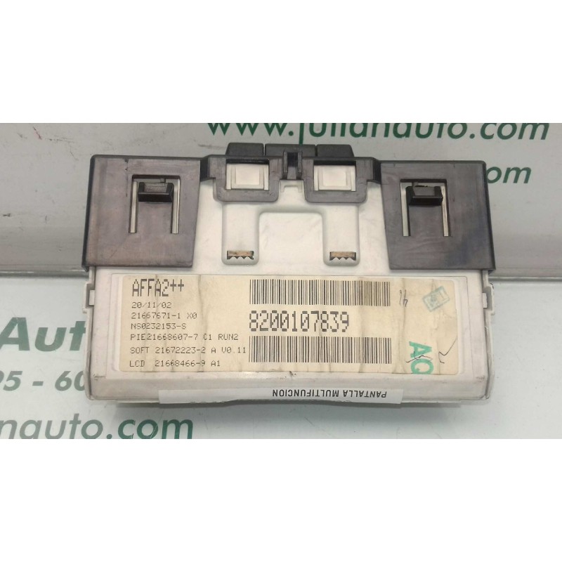 Recambio de pantalla multifuncion para renault megane ii berlina 5p authentique referencia OEM IAM 8200107839  SAGEM
