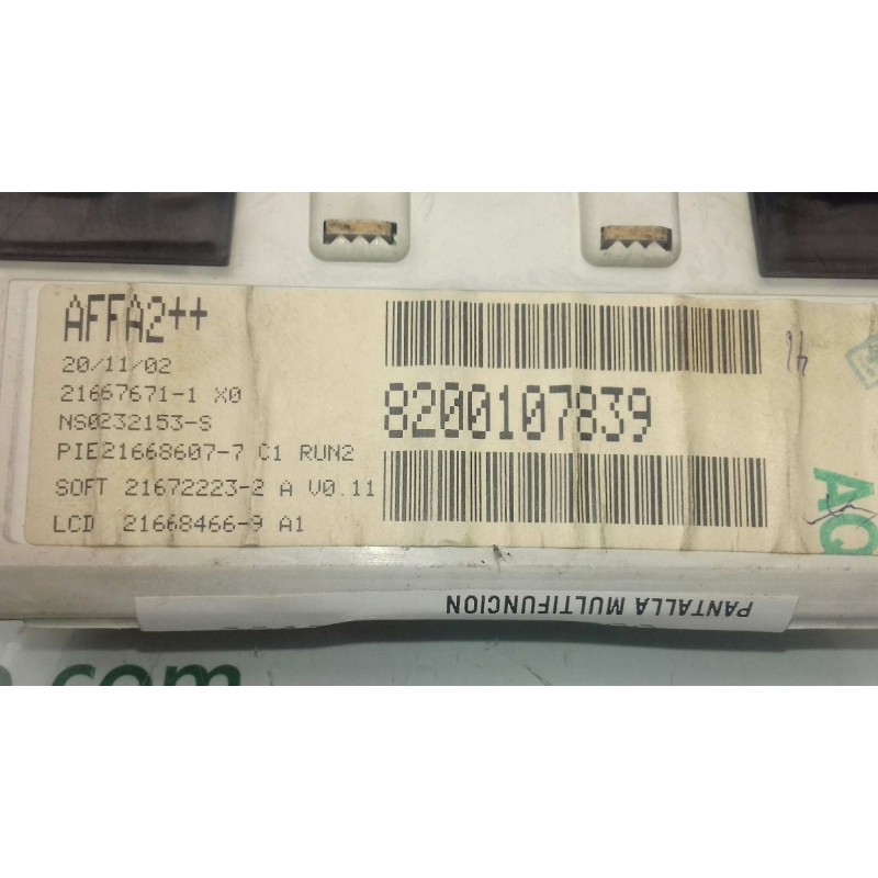 Recambio de pantalla multifuncion para renault megane ii berlina 5p authentique referencia OEM IAM 8200107839  SAGEM