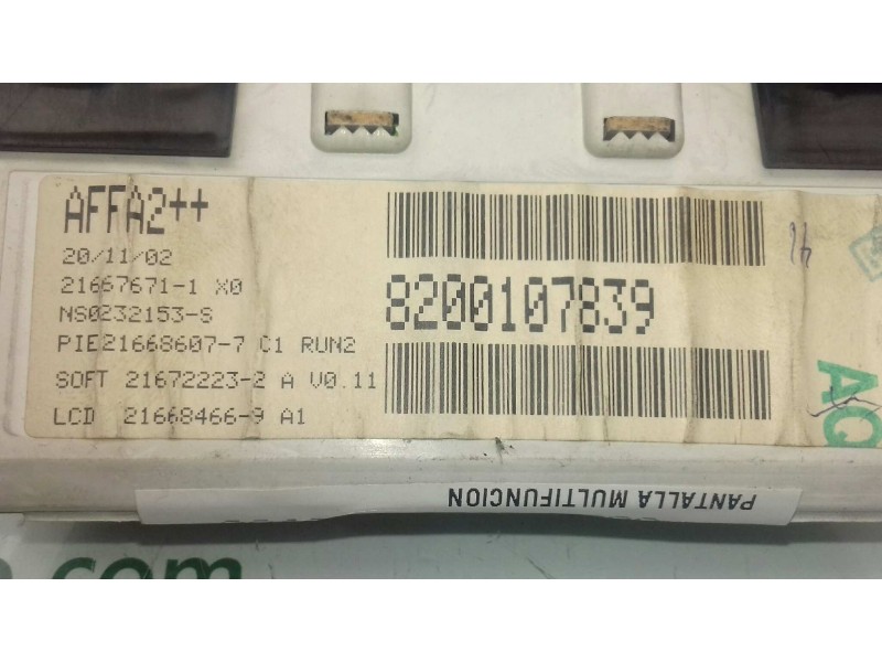 Recambio de pantalla multifuncion para renault megane ii berlina 5p authentique referencia OEM IAM 8200107839  SAGEM