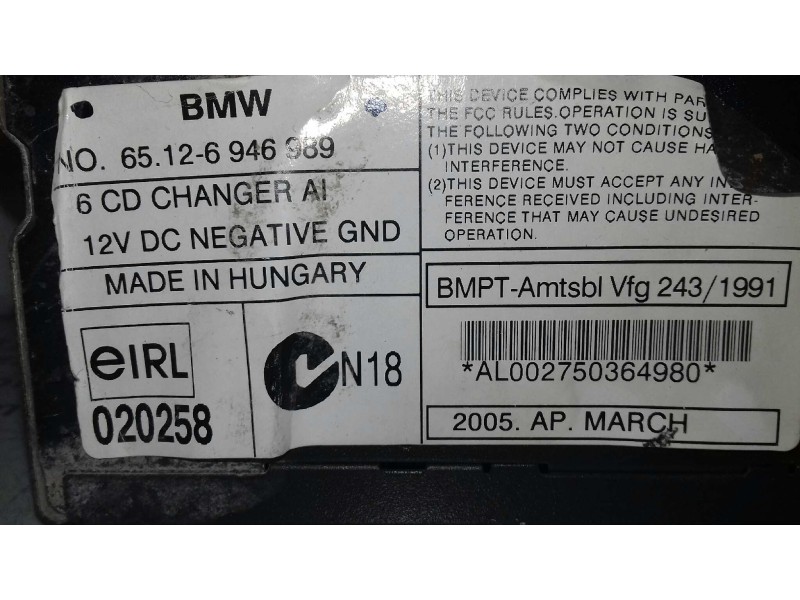 Recambio de sistema audio / radio cd para bmw mini (r50,r53) cooper referencia OEM IAM 65126946989 020258 