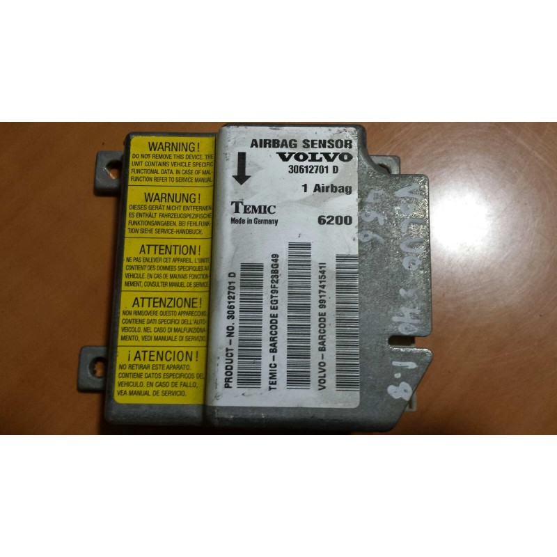 Recambio de centralita airbag para volvo s40 berlina 1.8 evolution referencia OEM IAM 30612701D  