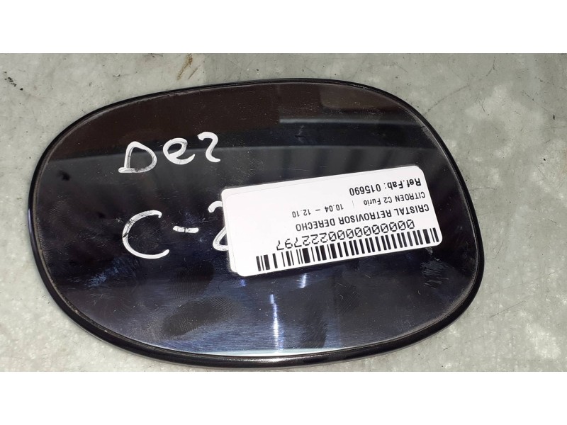 Recambio de cristal retrovisor derecho para citroen c2 furio referencia OEM IAM 12363140  