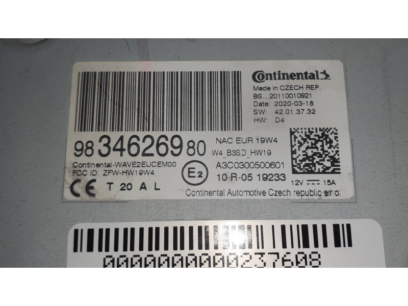 Recambio de sistema navegacion gps para peugeot 3008 allure referencia OEM IAM 9834626980  CONTINENTAL