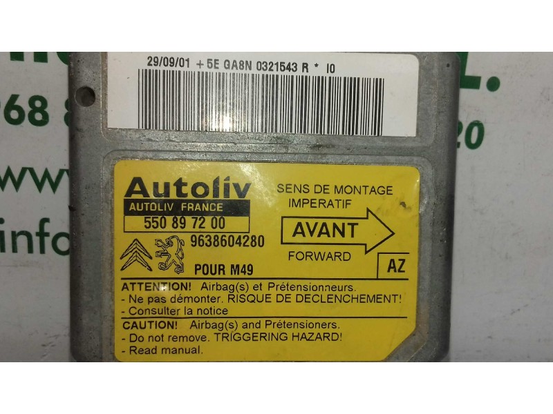 Recambio de centralita airbag para peugeot partner (s1) break referencia OEM IAM 9638604280 550897200 AUTOLIV