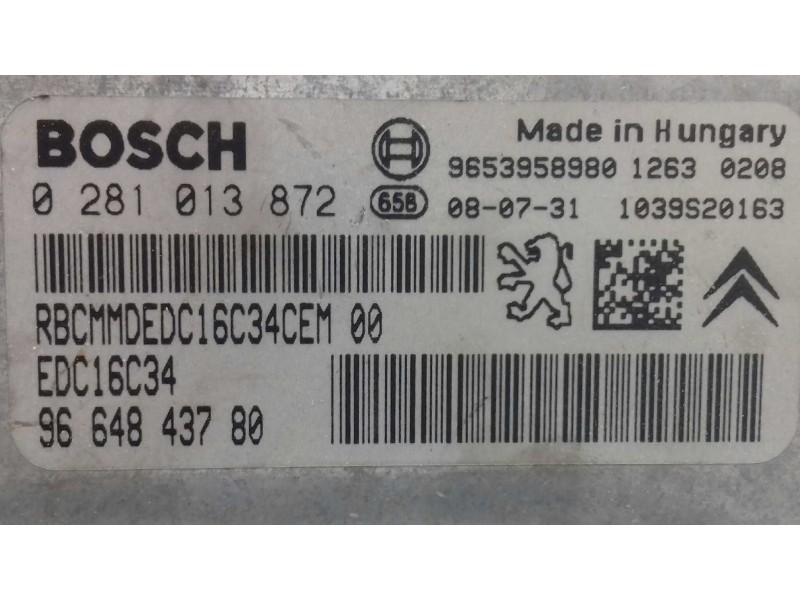Recambio de centralita motor uce para peugeot 207 confort referencia OEM IAM 281013872  KIT - BOSCH