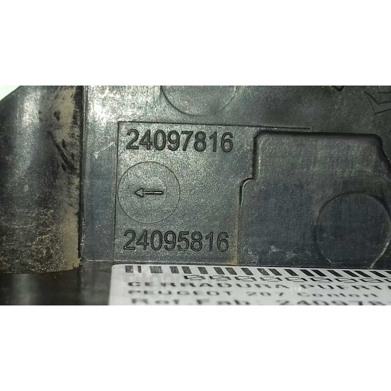 Recambio de cerradura puerta trasera derecha para peugeot 207 confort referencia OEM IAM 24097816 24095816 VALEO