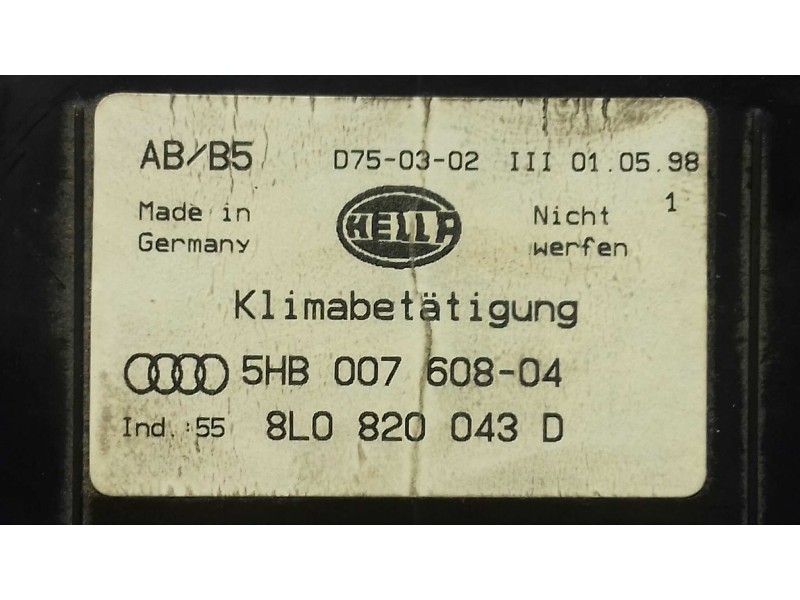 Recambio de mando climatizador para audi a4 berlina (b5) 2.5 tdi referencia OEM IAM 5HB00760804 8L0820043D HELLA