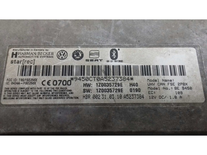 Recambio de modulo electronico para seat leon (1p1) reference copa referencia OEM IAM 1Z0035729E 1Z0035729E BLUETOOTH