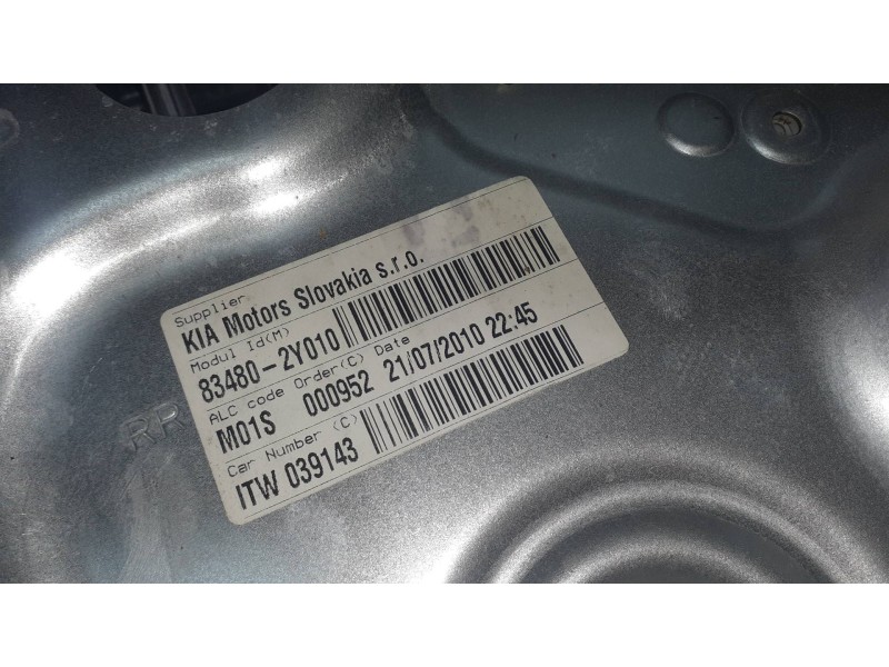 Recambio de elevalunas trasero derecho para hyundai ix35 classic 2wd referencia OEM IAM 834802Y010 M01S000952 ELECTRICO