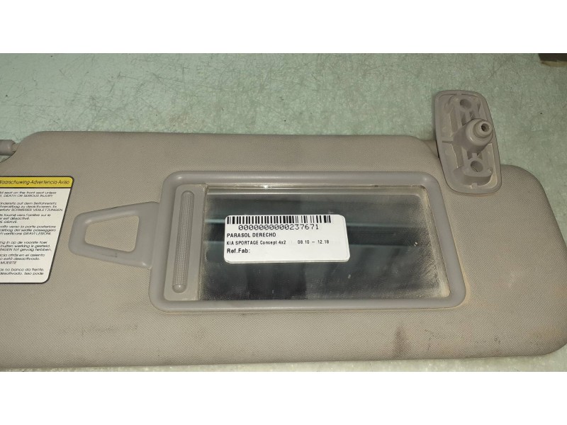 Recambio de parasol derecho para kia sportage concept 4x2 referencia OEM IAM   