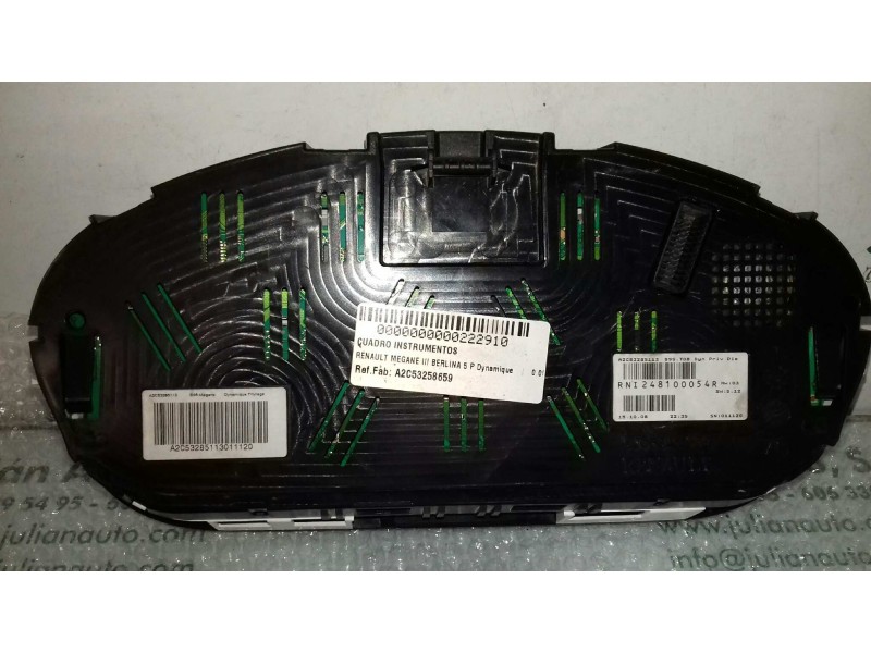 Recambio de cuadro instrumentos para renault megane iii berlina 5 p dynamique referencia OEM IAM A2C53258659 248100054R VDO