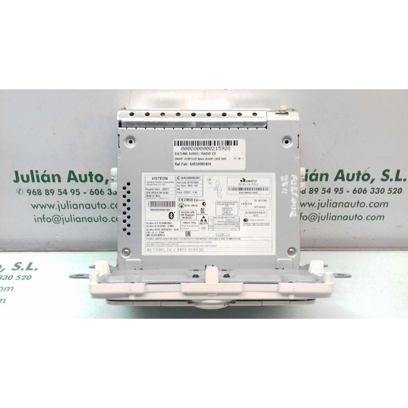 Recambio de sistema audio / radio cd para smart forfour basis (66kw) (453.044) referencia OEM IAM A4539009404 281157369R 