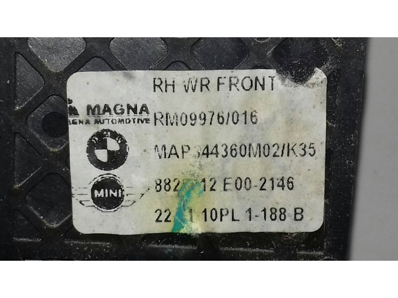 Recambio de elevalunas delantero derecho para bmw mini (r56) one referencia OEM IAM 8820012 RM09976016 MO9524