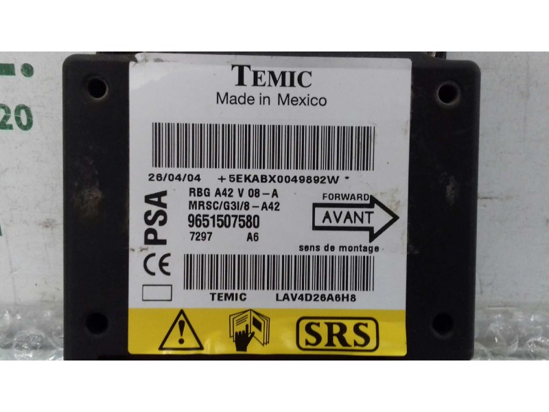 Recambio de centralita airbag para citroen c3 pluriel 1.4 referencia OEM IAM 9651507580 LAV4D26A6H8 TEMIC