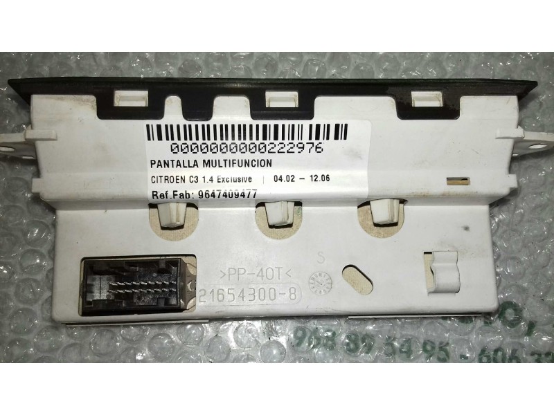 Recambio de pantalla multifuncion para citroen c3 1.4 exclusive referencia OEM IAM 9647409477 216543008 216694657