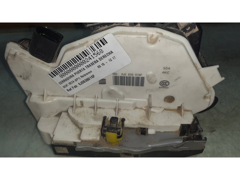 Recambio de cerradura puerta trasera derecha para seat ibiza (6p1) reference referencia OEM IAM 6J0839016F A046465 KIEKERT