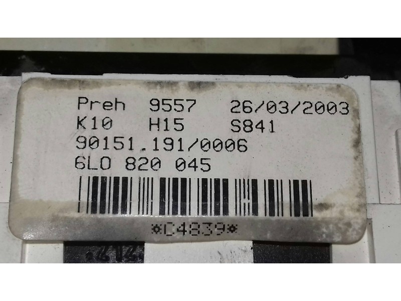 Recambio de mando calefaccion / aire acondicionado para seat ibiza (6l1) 1.9 tdi referencia OEM IAM 6L0820045  BEHR