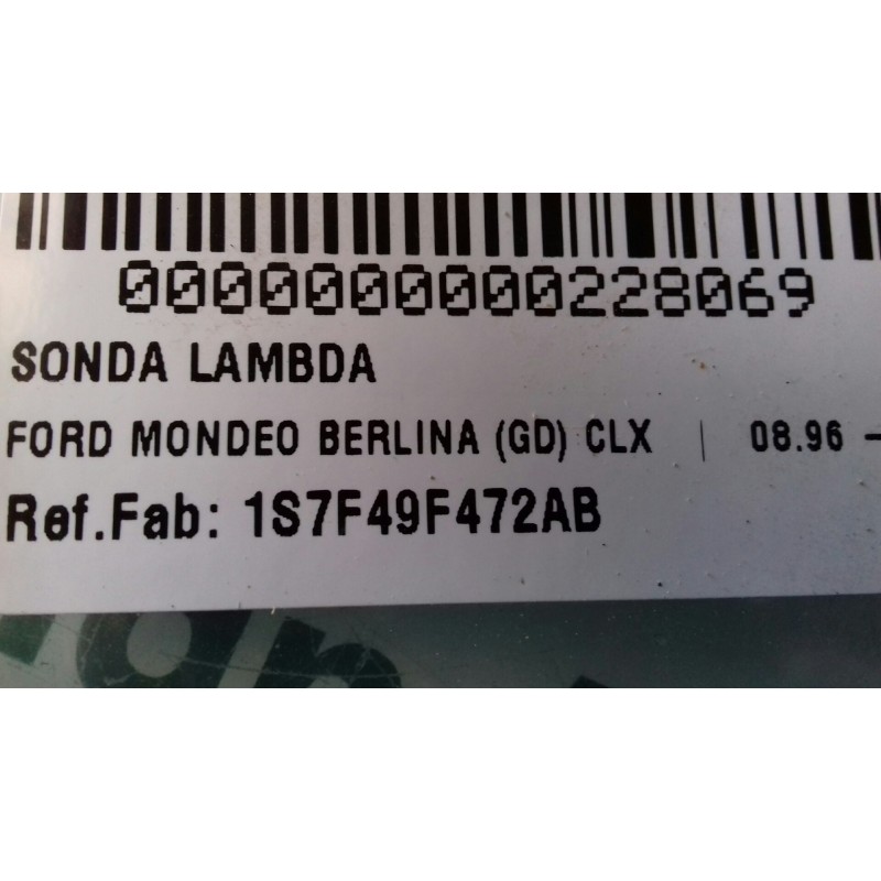 Recambio de sonda lambda para ford mondeo berlina (gd) clx referencia OEM IAM 1S7F49F472AB 9F472AB 2 + 2 PINES