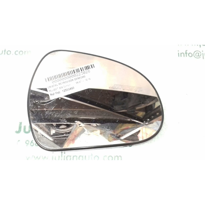 Recambio de cristal retrovisor derecho para peugeot 308 confort referencia OEM IAM 12503490  ELECTRICO