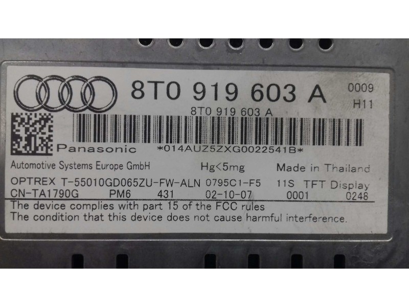 Recambio de pantalla multifuncion para audi a4 ber. (b8) básico referencia OEM IAM 8T0919603A  PANASONIC