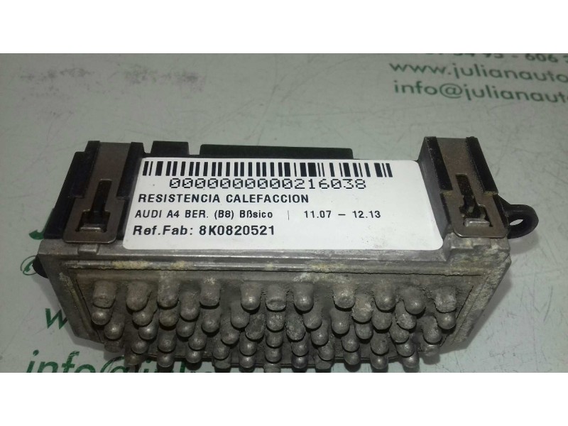 Recambio de resistencia calefaccion para audi a4 ber. (b8) básico referencia OEM IAM 8K0820521 K5909002 BOSCH