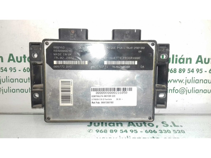 Recambio de centralita motor uce para citroen c15 d familiale referencia OEM IAM 9641390180 9646260580 LUCAS