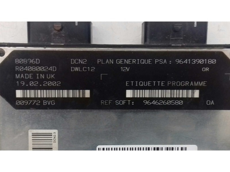 Recambio de centralita motor uce para citroen c15 d familiale referencia OEM IAM 9641390180 9646260580 LUCAS