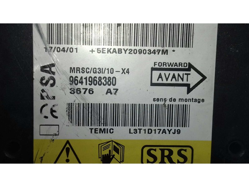 Recambio de centralita airbag para citroen c5 berlina 2.0 hdi sx referencia OEM IAM 9641968380  TEMIC