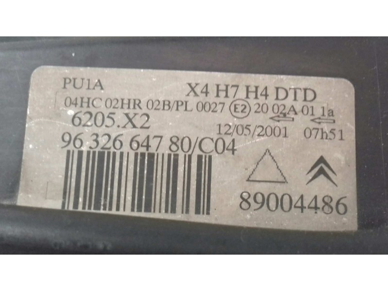 Recambio de faro derecho para citroen c5 berlina 2.0 hdi sx referencia OEM IAM 9632664780  