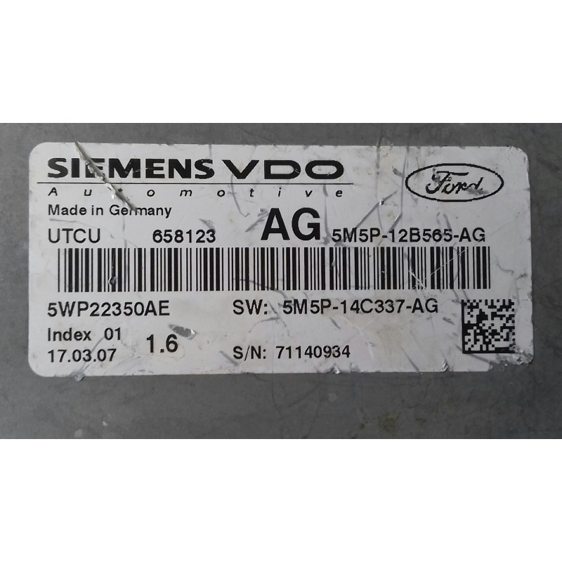 Recambio de centralita motor uce para ford focus lim. (cb4) titanium referencia OEM IAM 5WP22350AE 5M5P14C337AG 5M5P12B565AG