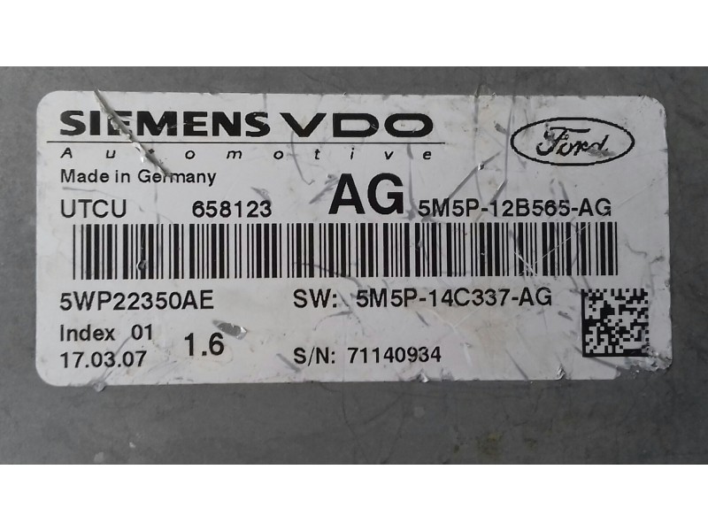 Recambio de centralita motor uce para ford focus lim. (cb4) titanium referencia OEM IAM 5WP22350AE 5M5P14C337AG 5M5P12B565AG