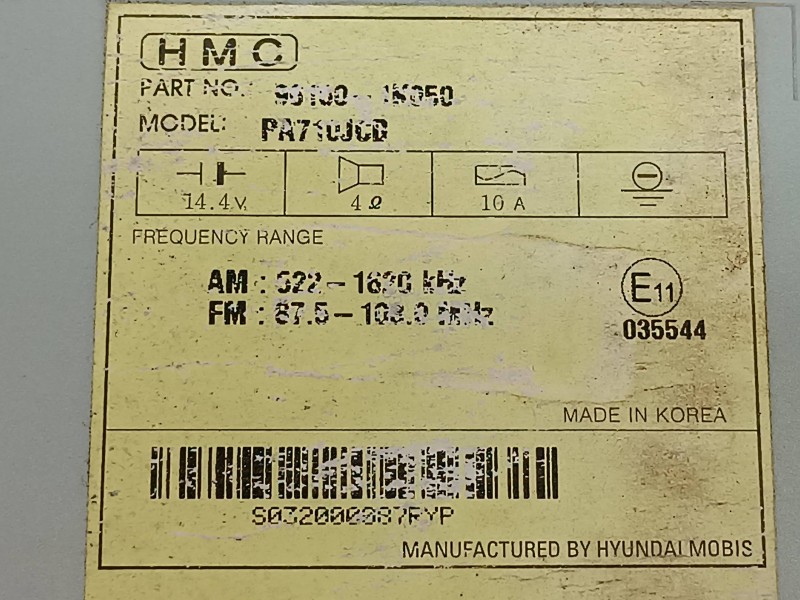 Recambio de sistema audio / radio cd para hyundai ix20 gl classic referencia OEM IAM 961601K050 PA710JCB 