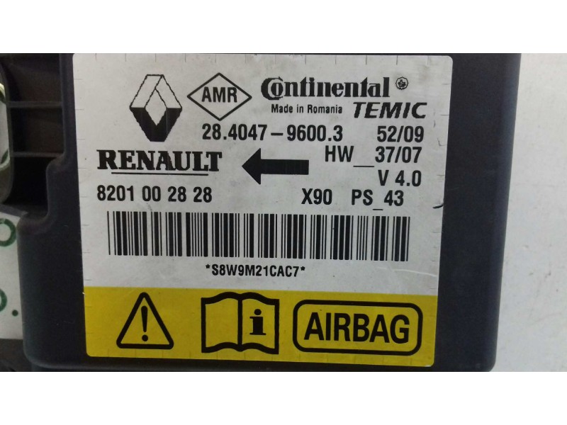Recambio de centralita airbag para dacia sandero básico referencia OEM IAM 821002828 2840476003 CONTINENTAL