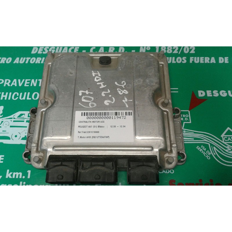 Recambio de centralita motor uce para peugeot 607 (s1) básico referencia OEM IAM 0281010880 9645534380 EDC15C2