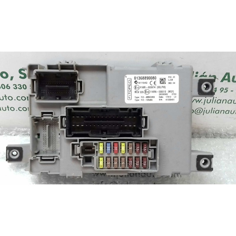 Recambio de caja reles / fusibles para citroen nemo sx plus referencia OEM IAM 01368890080 F12 125 DELPHI