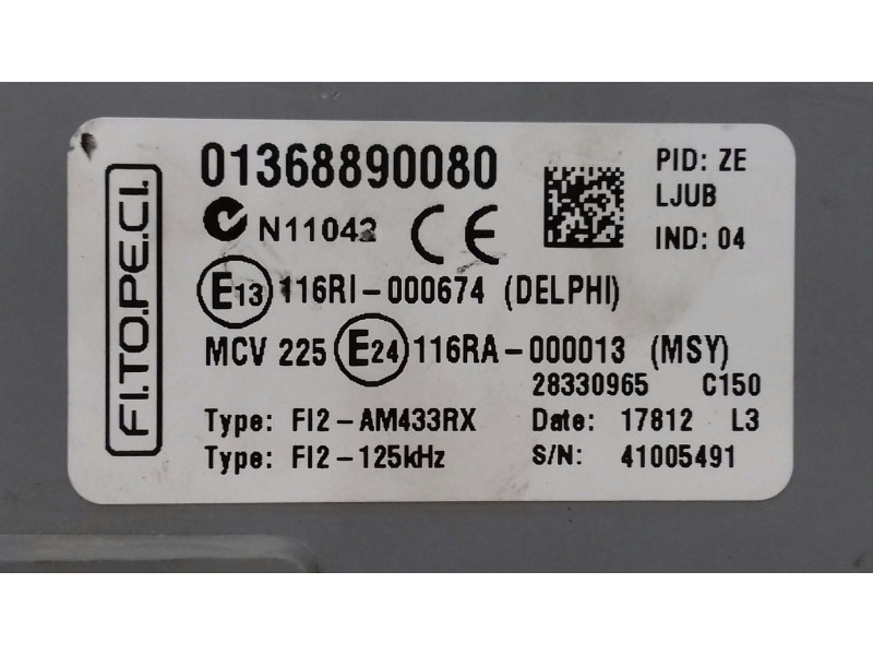 Recambio de caja reles / fusibles para citroen nemo sx plus referencia OEM IAM 01368890080 F12 125 DELPHI