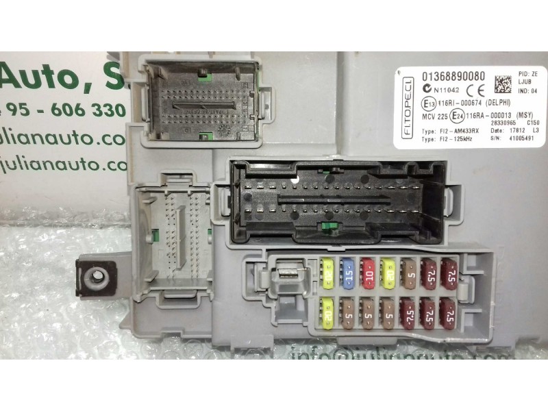 Recambio de caja reles / fusibles para citroen nemo sx plus referencia OEM IAM 01368890080 F12 125 DELPHI