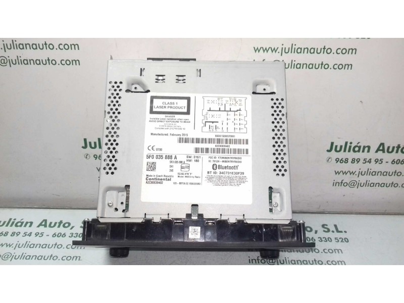 Recambio de sistema audio / radio cd para seat leon st (5f8) reference referencia OEM IAM 5F0035888A A2C90839402 BLUETOOTH
